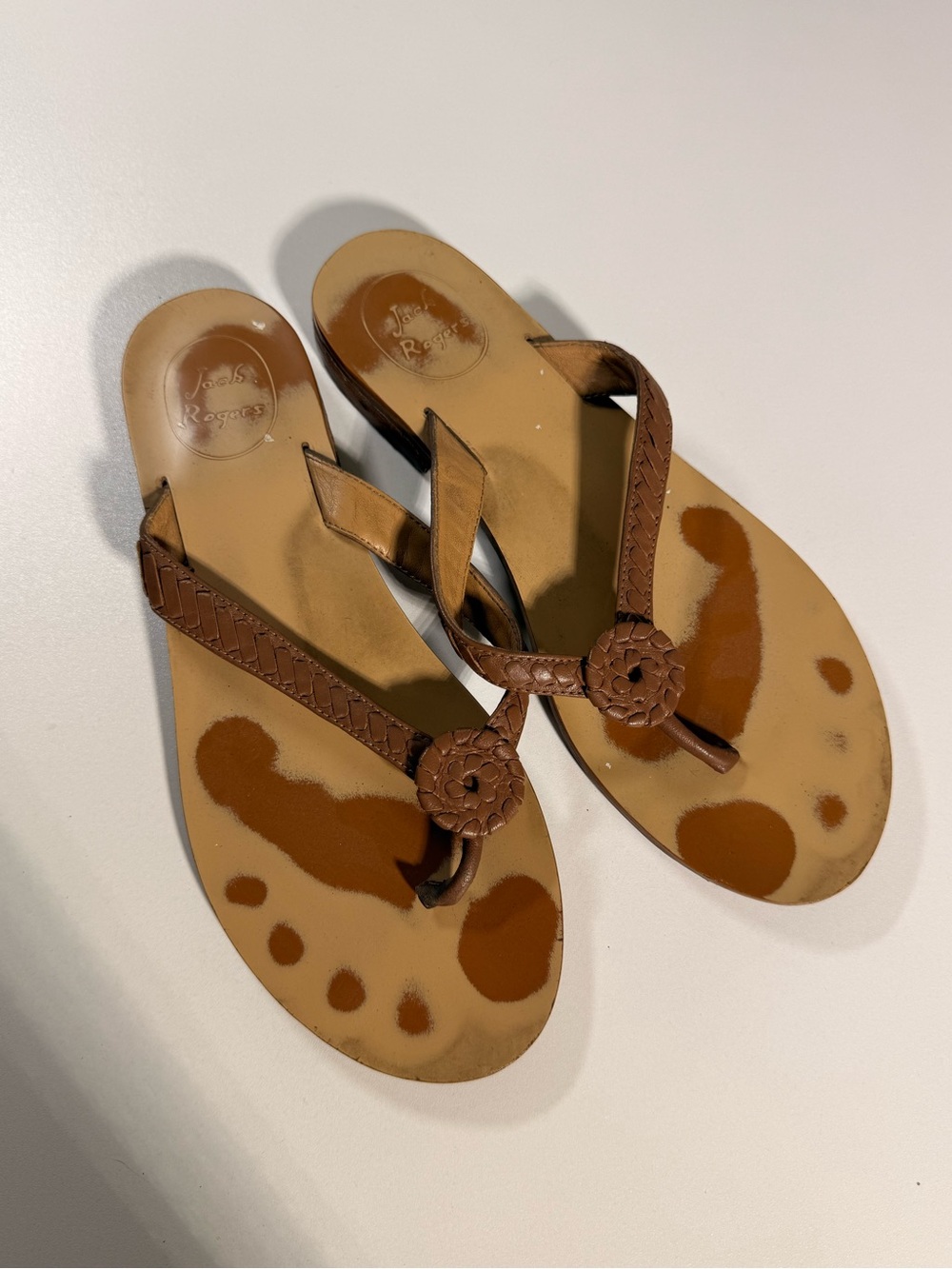 Brown Leather Braided Thong Sandals - Jack Rogers